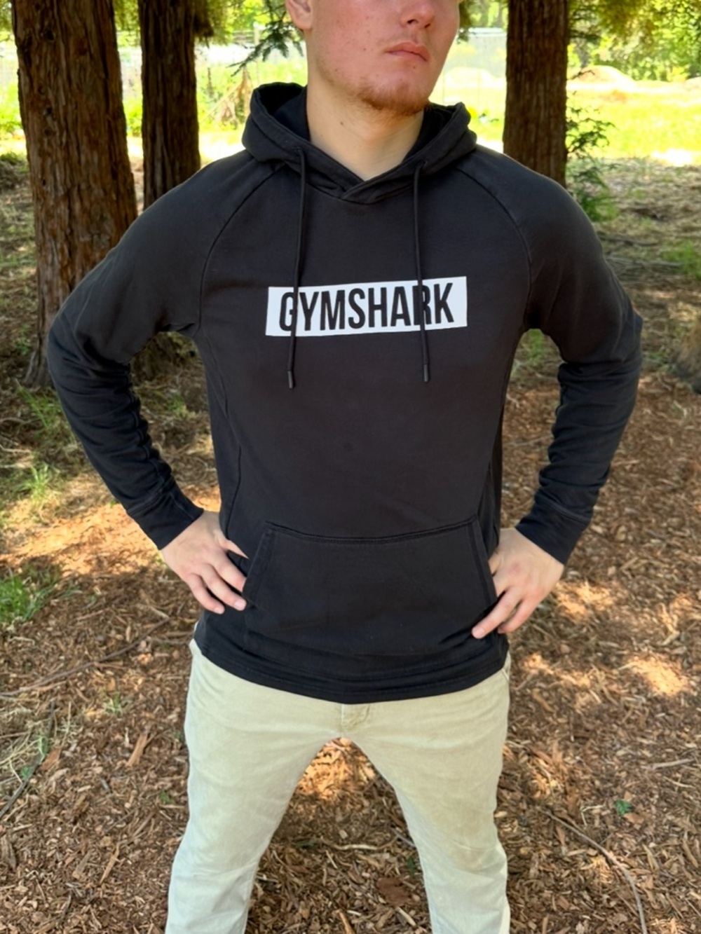 Gymshark Men's Black Logo Hoodie men sweatshirt hooded jacket